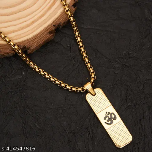 Om Chain Pandent Gold Plated + Sports Watch (Combo)