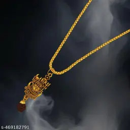 God Lord Shiva Mahadev Mahakaal Gold Pandent + Sports Watch (Combo)